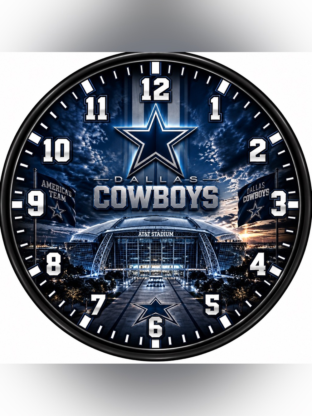 NFL Dallas Cowboys Navy and Silver Wall Clock